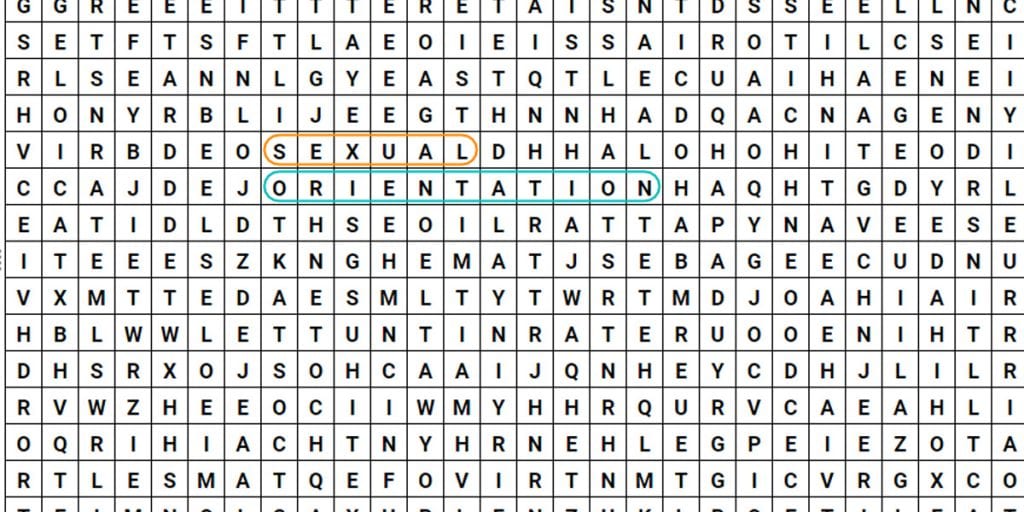 sexual orientations wordsearch