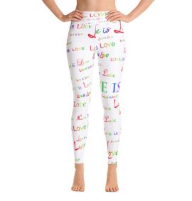 ladies white love is love yoga tights